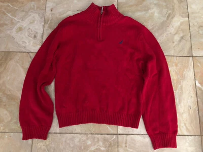Suéter Nautica Rojo Media Cremallera Cuello Simulado para Niños Talla XL (7) Foto 1 de 2