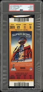 Signed Eli Manning SB XLVI MVP 2012 Super Bowl XLVI Full Ticket Red PSA Auto 9 - Picture 1 of 2