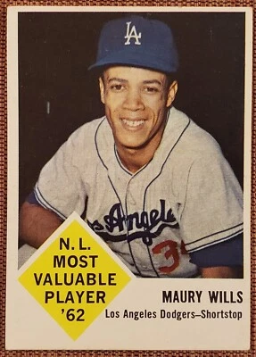 Tarjeta de béisbol original Fleer #43 1963 Maury Wills Los Angeles Dodgers novato radiocontrol Foto 1 de 4