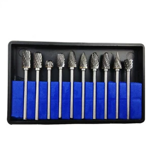 10Pcs 1/8'' Shank Tungsten Carbide Metal Rotary Drill Bits Tool Cutter Files Set - Picture 1 of 6