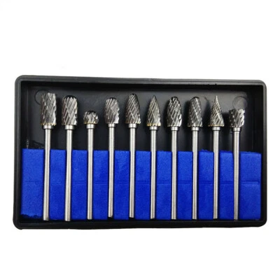 10Pcs 1/8'' Shank Tungsten Carbide Metal Rotary Drill Bits Tool Cutter Files Set - Image 1 of 4