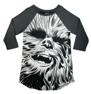 Star Wars Raglan Baseball T Shirt Chewbacca 3/4 Sleeve Crew Neck Gray MEDIUM - Picture 1 of 6
