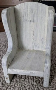 White Small Wooden Chair Display Dolls Bears Plush/Stuffed Animals 9" High - Picture 1 of 7
