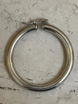 GROSSO ORECCHINO IN ARGENTO 925 TONDO SILVER  gr. 4,2 - Immagine 1 di 3