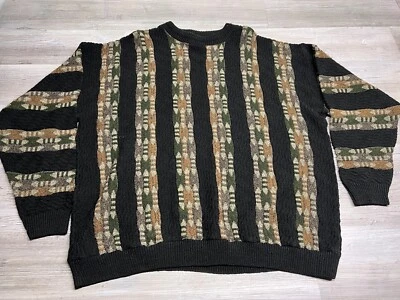 Vintage Protege Coogi Style 3D Knit Textured Sweater Size 3XL Brown Cosby Biggie - Image 1 of 4