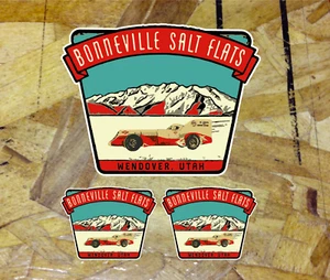 Bonneville Salt Flats UT Ut Estilo Vintage Calcomanía Vinilo Adhesivo Velocidad Tierra 3 por 1 - Imagen 1 de 1