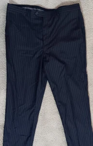 Giorgio Armani Pants 40X29.5 Flat Black Pinstripe - Picture 1 of 4
