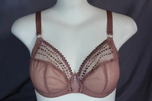 Elomi 8900 Underwired Unlined Brown Plunge Bra J-hook on back USA 36DDD - Picture 1 of 6