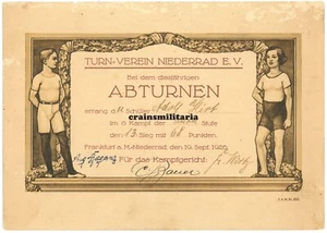 Orig. Sport Urkunde Turn-Verein Niederrad E.V. Frankfurt am Main - Abturnen 1926 - Bild 1 von 2