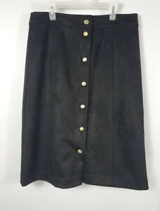 ANN TAYLOR LOFT Women sz 10P Black heavy cotton straight skirt  - Picture 1 of 5
