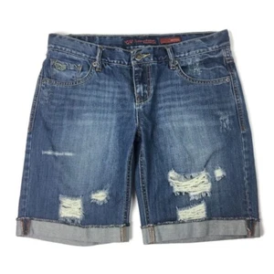 Chip and Pepper Bermuda Denim Jean Shorts Juniors 5 Distressed Rolled Cuff  - Picture 1 of 12