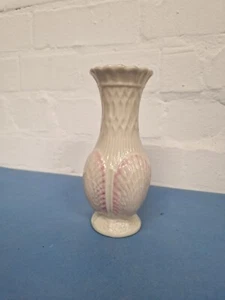 Vintage Belleek 1980 - 1993 Vase White and Pink - Picture 1 of 8