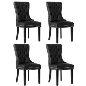 Oikiture 4x Dining Chairs French Provincial Tufted PU Leather Black - Picture 1 of 7