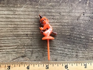 Plastic Halloween Witch Topping Orange & Black Vintage Cake Topper - Picture 1 of 3