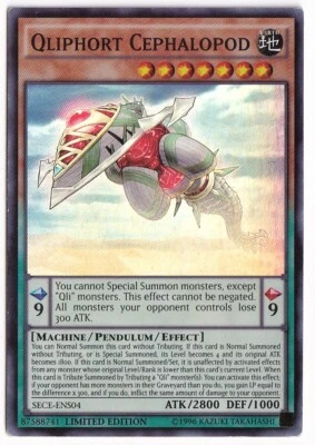 YGO-1x-Lightly Played-Qliphort Cephalopod - SECE-ENS04 - Super Rare - Limited Ed - Image 1 of 2