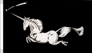 Unicorn Black Flag 5 x 3 FT - 100% Polyester With Eyelets - Flag - Picture 1 of 1