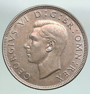 1945 Great Britain United Kingdom UK GEORGE VI OLD Silver 1/2 Crown Coin i92154
