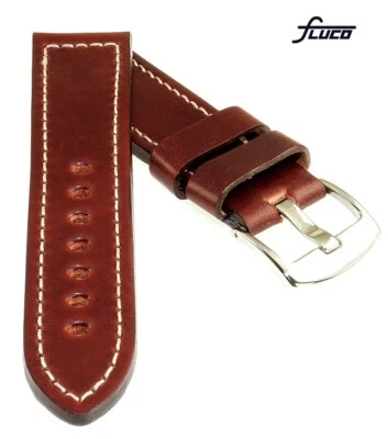 Fluco Uhrenarmband Horween Shell Cordovan Leder Pan mahagoni 24 mm Handarbeit - Bild 1 von 2