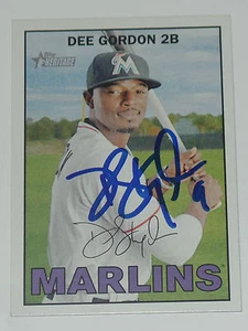DEE GORDON SIGNED AUTO'D 2016 TOPPS HERITAGE CARD #254 MIAMI MARLINS DODGERS - Picture 1 of 1