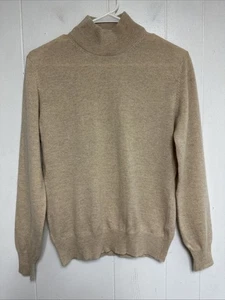 Suéter 100% Cachemira Cuello Simulado En Beige Avena Manga Larga Talla S - Imagen 1 de 6