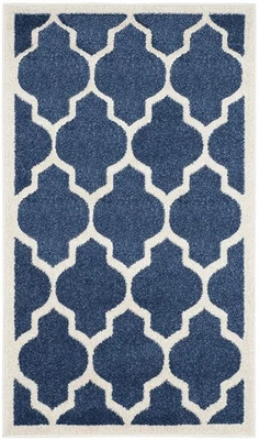Amherst Collection Accent Rug - 2'6" x 4', Navy & Beige, Moroccan Trellis Des... - Image 1 of 3