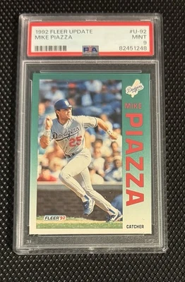 1992 Fleer Update Mike Piazza Rookie RC #U-92 Dodgers PSA 9 - Image 1 of 2