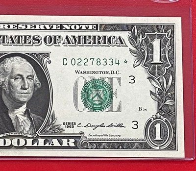 1963 STAR NOTE $1 DOLLAR BILL ( PHILADELPHIA)  UNCIRCULATED - Image 1 of 3