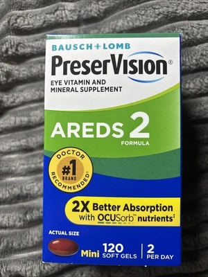 Bausch & Lomb PreserVision Areds 2 120 Softgels Exp 2/2027 lot of 2 Foto 1 de 4