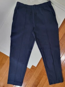 Everlane Womens Sz L Dark Blue High Rise Pleated Elastic Waist The Dream Pants - Picture 1 of 5