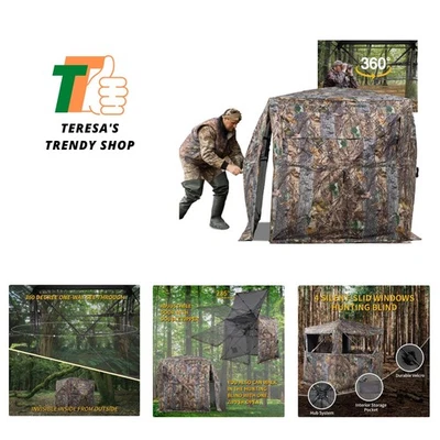 Hunting Blind 270/360 Degree See Through Ground Blind with Carrying Bag, 2/3 ... - Image 1 of 4