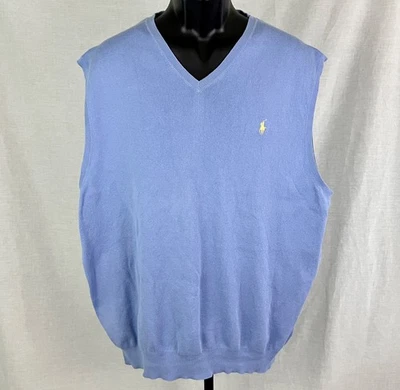 Polo Ralph Lauren Mens Sweater Vest 2XLT Tall Light Blue Pima Cotton - Image 1 of 4