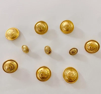 10 VALENTINO Gold V Logo Greek Leaf Crown Grecian Buttons 80's Vintage Jacket - Image 1 of 4