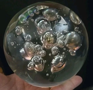 Goran Warff Kosta Boda Controlled Bubble Crystal Ball Paper Weight Signed #777 - Picture 1 of 10