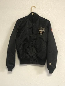 Vintage Raiders Starter Jacket Men’s Med NFL Pro Line Satin Bomber Flaws READ! - Picture 1 of 12