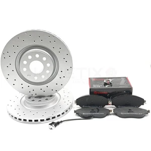 FIT AUDI S3 8Y 2020- CROSS DRILLED FRONT BRAKE DISCS BREMBO PADS 340mm - Picture 1 of 14