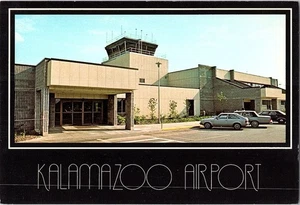 Kalamazoo Airport Exterior Flight Tower Parking Lot Continental Postcard - Picture 1 of 2