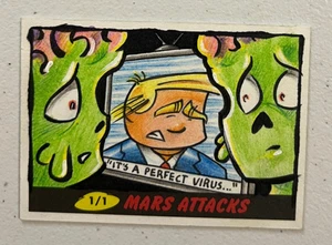 2021 Topps Mars Attacks Uprising Artist by Unknown Sketch Card Heritage Trump - Picture 1 of 2