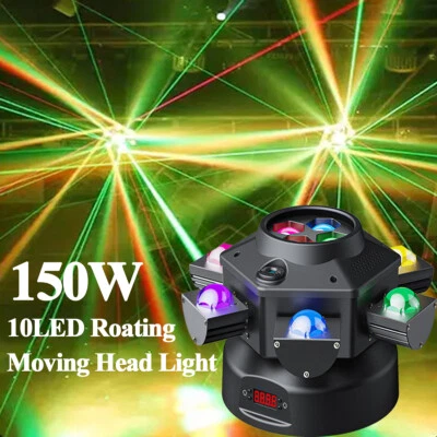 150W Moving Head Light DMX RGBW 10 LED Strobe Stage Laser Beam Effect Lighting - Image 1 of 4