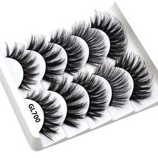 5Pair 3D Ciglia Finte a Ciuffetti Croce lungo Spesso Morbido Trucco UK