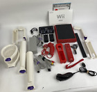 Rot Nintendo Wii Mini Spielkonsole Konvolut mit 3 x Controllern, manuellem Spielzeug ++ ANSEHEN