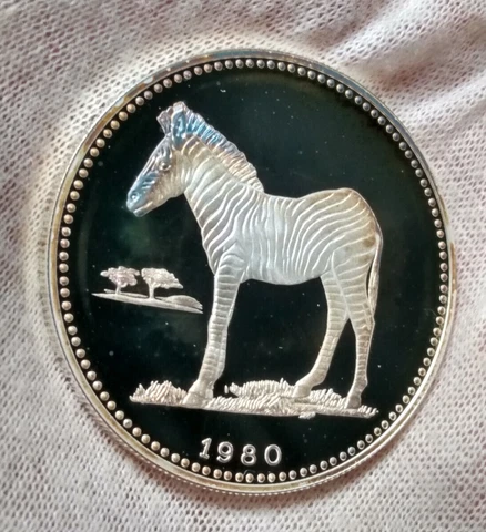 1980 Equatorial Guinea 2000 Ekuele Silver Proof - Zebra- Only 1000 Minted Cover