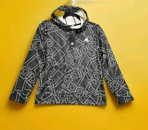 Adidas All Over Print Hoodie Youth M 10/12  Pullover Sweatshirt Black And White  - Picture 1 of 9