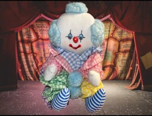 Vtg 1981 Katy-Bek Kreations Jointed Clown Doll Plush Multicolored Gingham - Picture 1 of 5