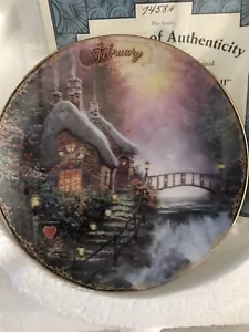 Thomas Kinkade:FEBRUARY Hand painted Sweetheart Cottage II LTDEdition#7458A - Picture 1 of 4