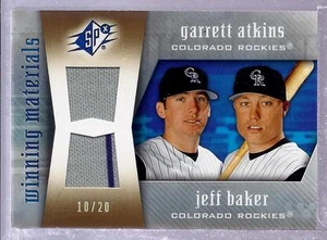 GARRETT ATKINS BAKER 2005 SPx Winning Materials DUAL Game JERSEY #d /20 ROCKIES - Picture 1 of 2