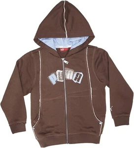 PUMA UNISEX CHILDREN PUMASHIFT HOODED SWEAT JACKET BROWN SIZE 116 / AGE 5/6 - Picture 1 of 1