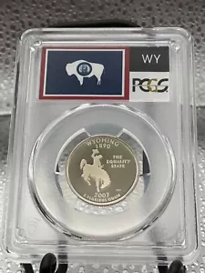 2007-S Flag Clad Wyoming State Quarter WY PR70DCAM PCGS Proof 70 Deep Cameo - Picture 1 of 11