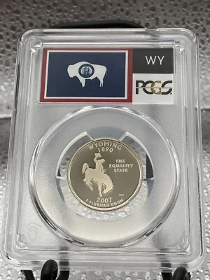 2007-S Flag Clad Wyoming State Quarter WY PR70DCAM PCGS Proof 70 Deep Cameo - Image 1 of 4