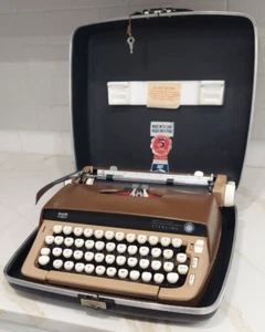 Vintage Smith Corona Sterling Typewriter w/ Case, BROWN manual portable antique - Picture 1 of 17