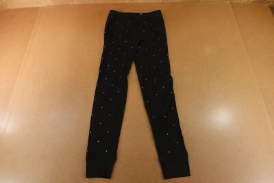 Pantalones de salón ROSA para mujer talla pequeña negros tejidos térmicos acento de estrás nuevos Foto 1 de 4